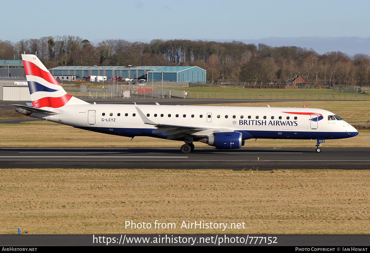 Aircraft Photo of G-LCYZ | Embraer 190SR (ERJ-190-100SR) | British Airways | AirHistory.net #777152