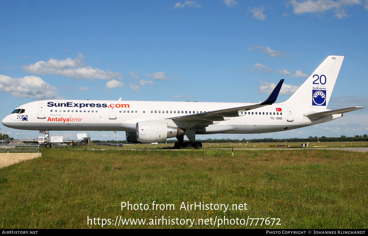 Aircraft Photo of TC-SND | Boeing 757-28A | SunExpress | AirHistory.net #777672