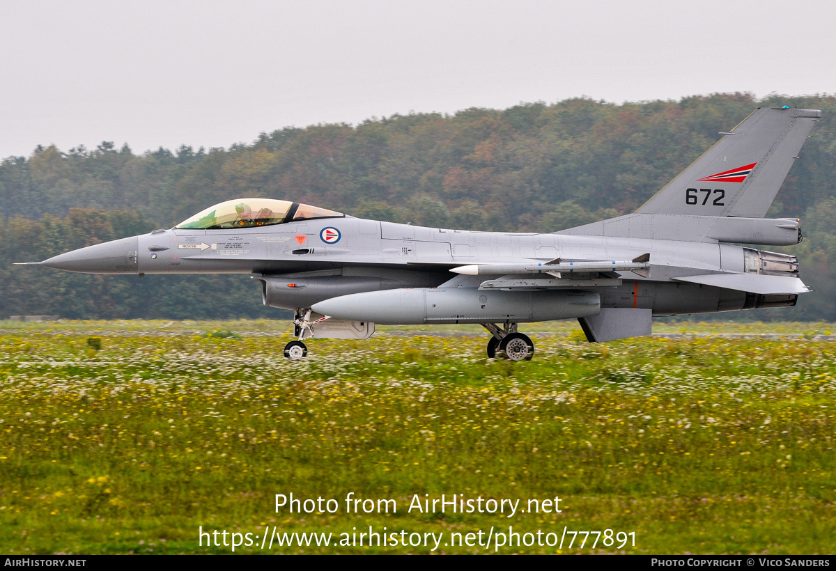 Aircraft Photo of 672 | General Dynamics F-16AM Fighting Falcon | Norway - Air Force | AirHistory.net #777891