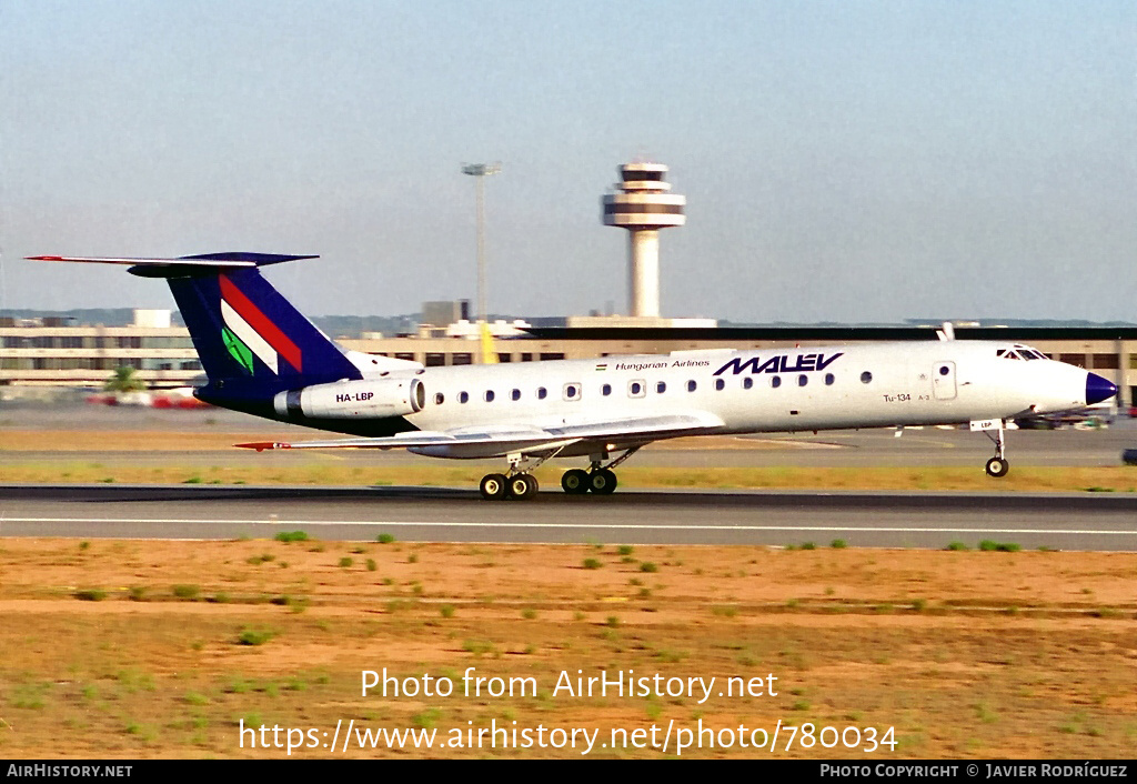 Aircraft Photo of HA-LBP | Tupolev Tu-134A-3 | Malév - Hungarian Airlines | AirHistory.net #780034