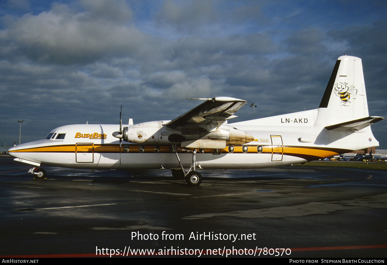 Aircraft Photo of LN-AKD | Fokker F27-200 Friendship | Busy Bee of Norway | AirHistory.net #780570