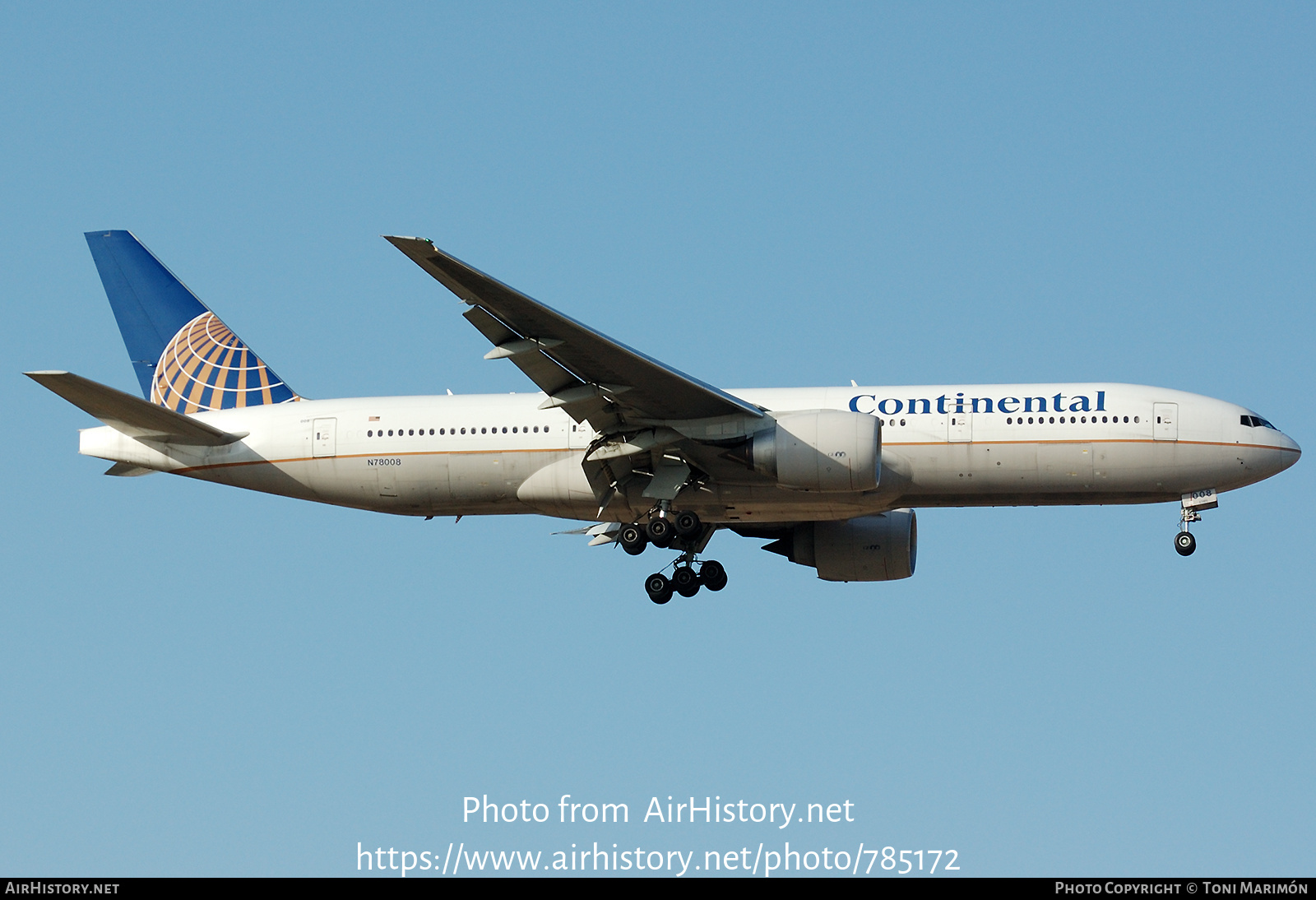 Aircraft Photo of N78008 | Boeing 777-224/ER | Continental Airlines | AirHistory.net #785172