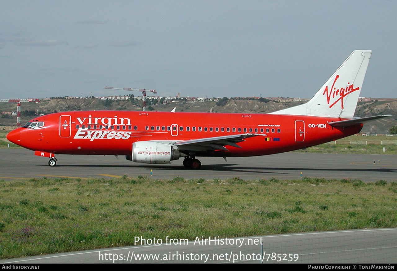 Aircraft Photo of OO-VEN | Boeing 737-36N | Virgin Express | AirHistory.net #785259