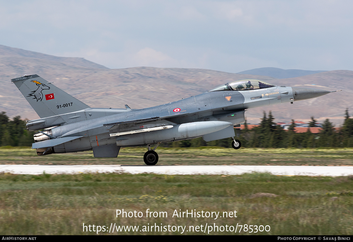 Aircraft Photo of 91-0017 | General Dynamics F-16CG Fighting Falcon | Turkey - Air Force | AirHistory.net #785300