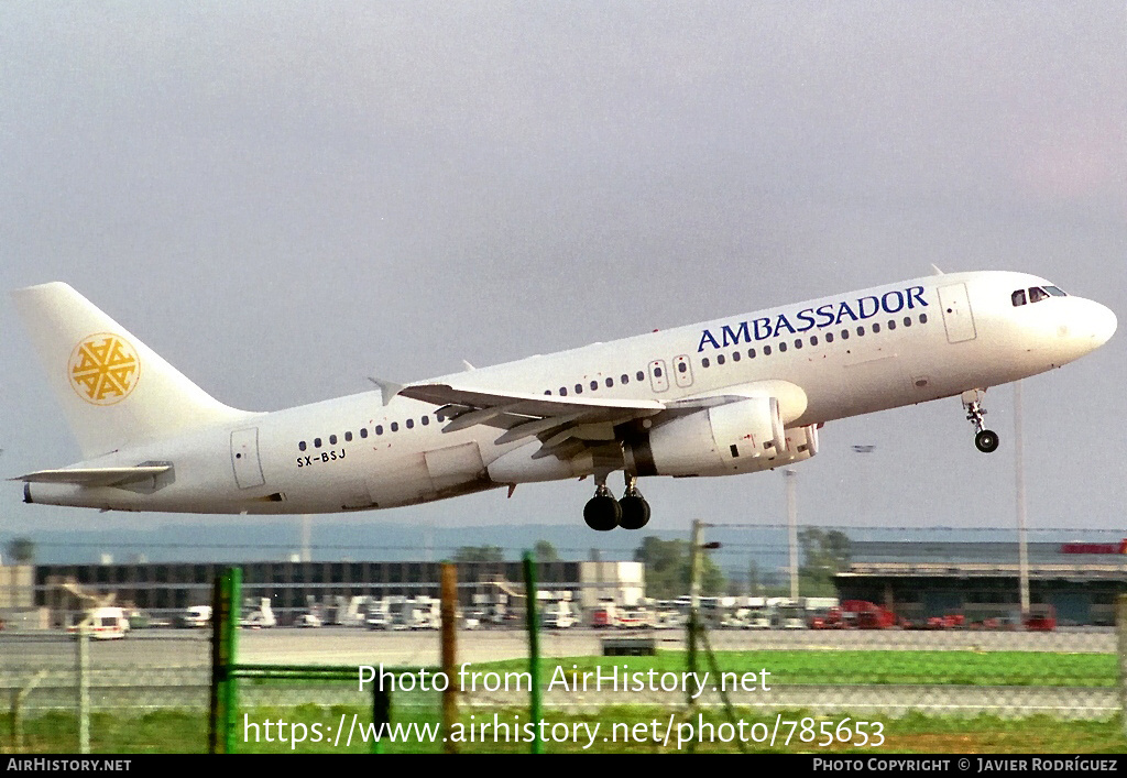 Aircraft Photo of SX-BSJ | Airbus A320-231 | Ambassador Airways | AirHistory.net #785653