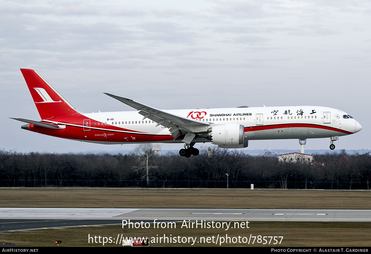 Aircraft Photo of B-1111 | Boeing 787-9 Dreamliner | Shanghai Airlines | AirHistory.net #785757