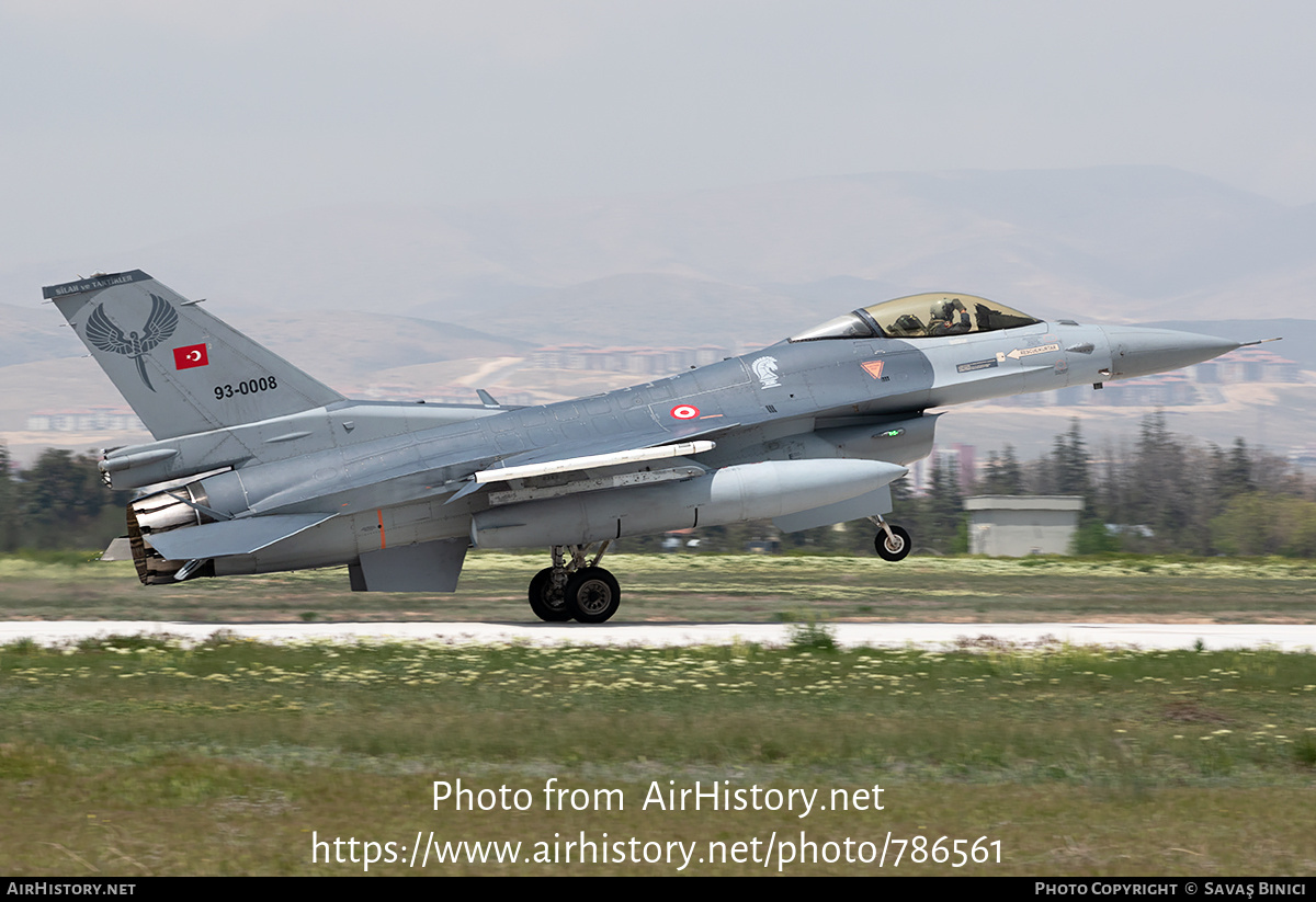 Aircraft Photo of 93-0008 | Lockheed F-16CG Fighting Falcon | Turkey - Air Force | AirHistory.net #786561