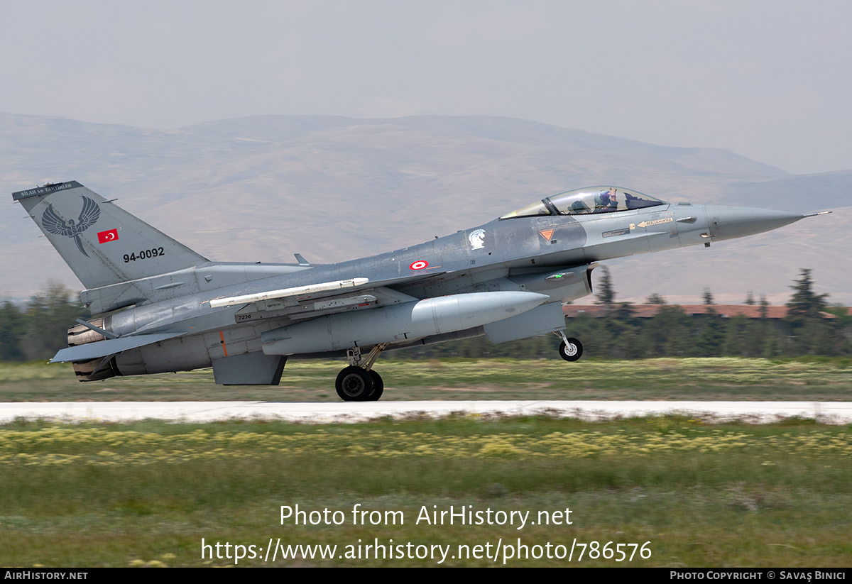 Aircraft Photo of 94-0092 | General Dynamics F-16C Fighting Falcon | Turkey - Air Force | AirHistory.net #786576