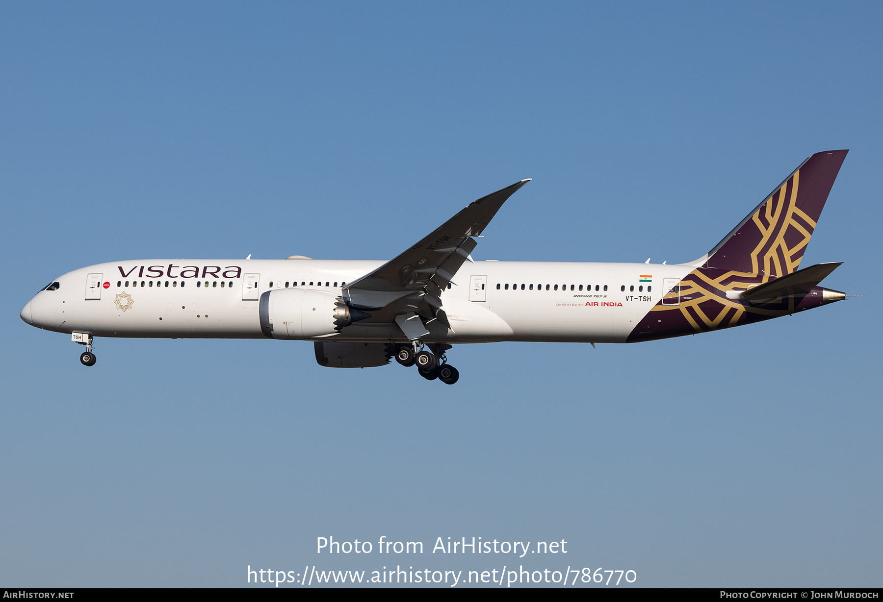 Aircraft Photo of VT-TSH | Boeing 787-9 Dreamliner | Vistara | AirHistory.net #786770