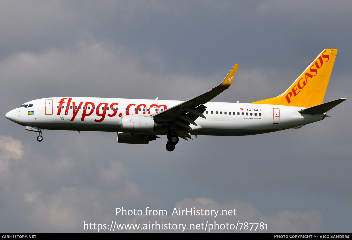 Aircraft Photo of TC-AAK | Boeing 737-8FH | Pegasus Airlines | AirHistory.net #787781