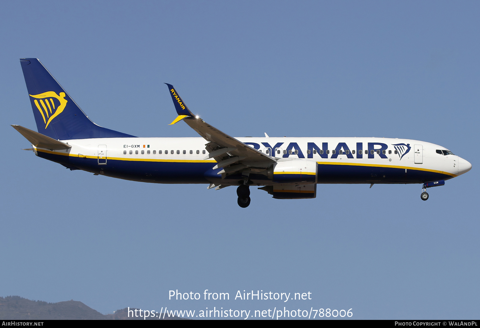 Aircraft Photo of EI-GXM | Boeing 737-800 | Ryanair | AirHistory.net #788006