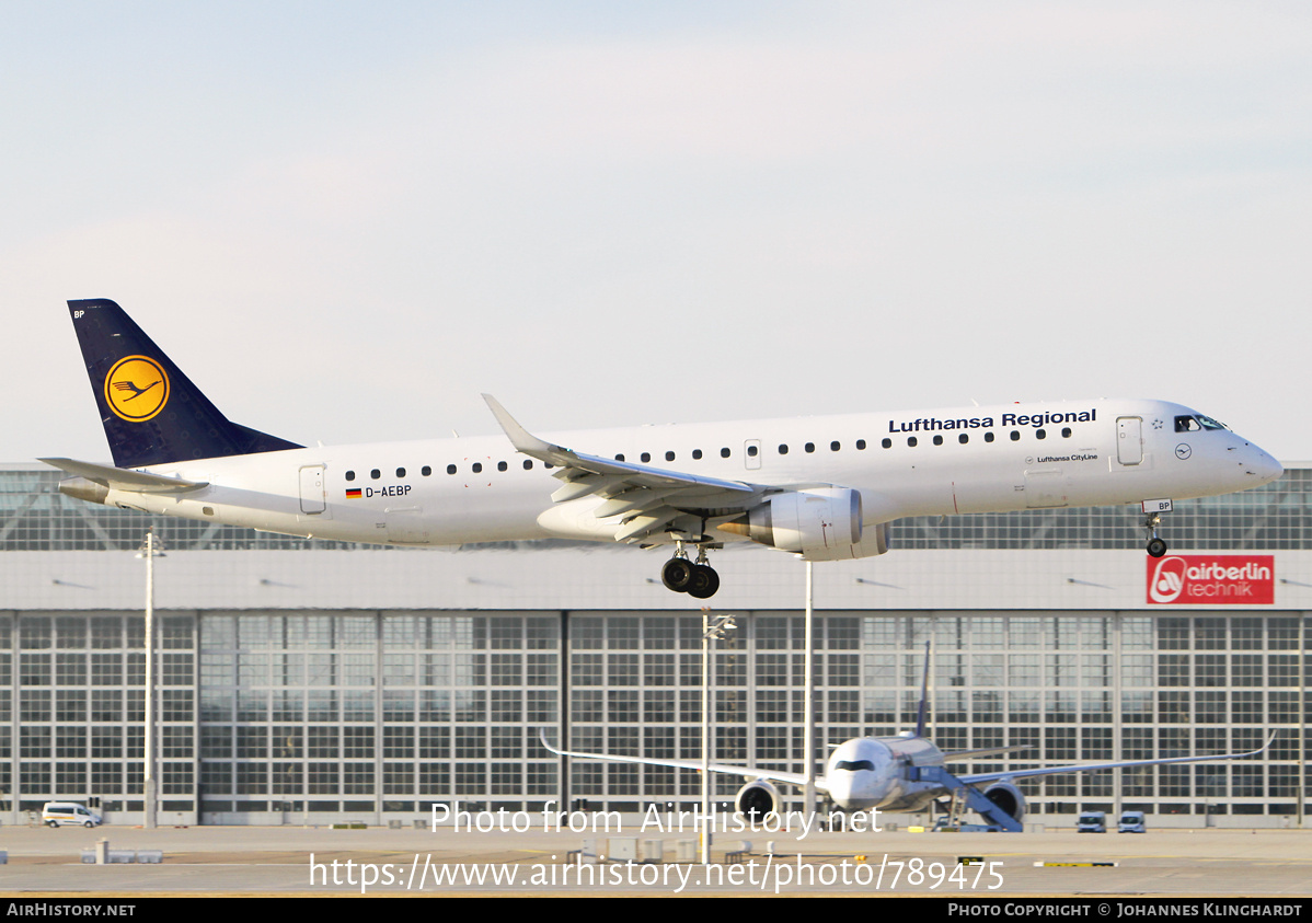 Aircraft Photo of D-AEBP | Embraer 195LR (ERJ-190-200LR) | Lufthansa Regional | AirHistory.net #789475