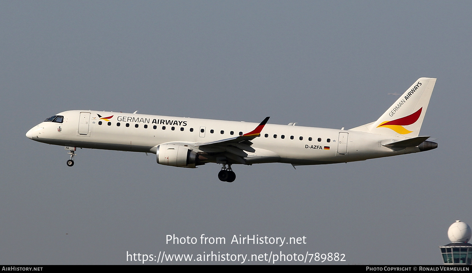 Aircraft Photo of D-AZFA | Embraer 190LR (ERJ-190-100LR) | German Airways | AirHistory.net #789882