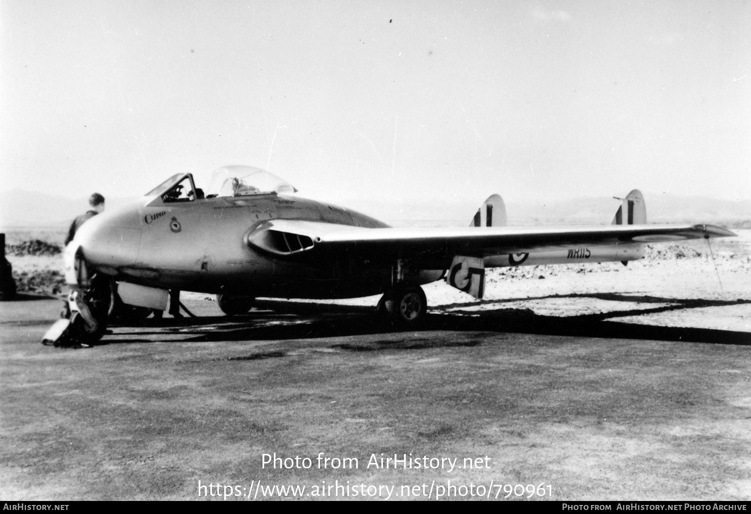 Aircraft Photo of WR115 | De Havilland D.H. 100 Vampire FB9 | New Zealand - Air Force | AirHistory.net #790961