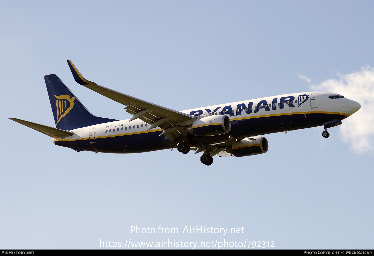 Aircraft Photo of EI-DLL | Boeing 737-8AS | Ryanair | AirHistory.net #792312