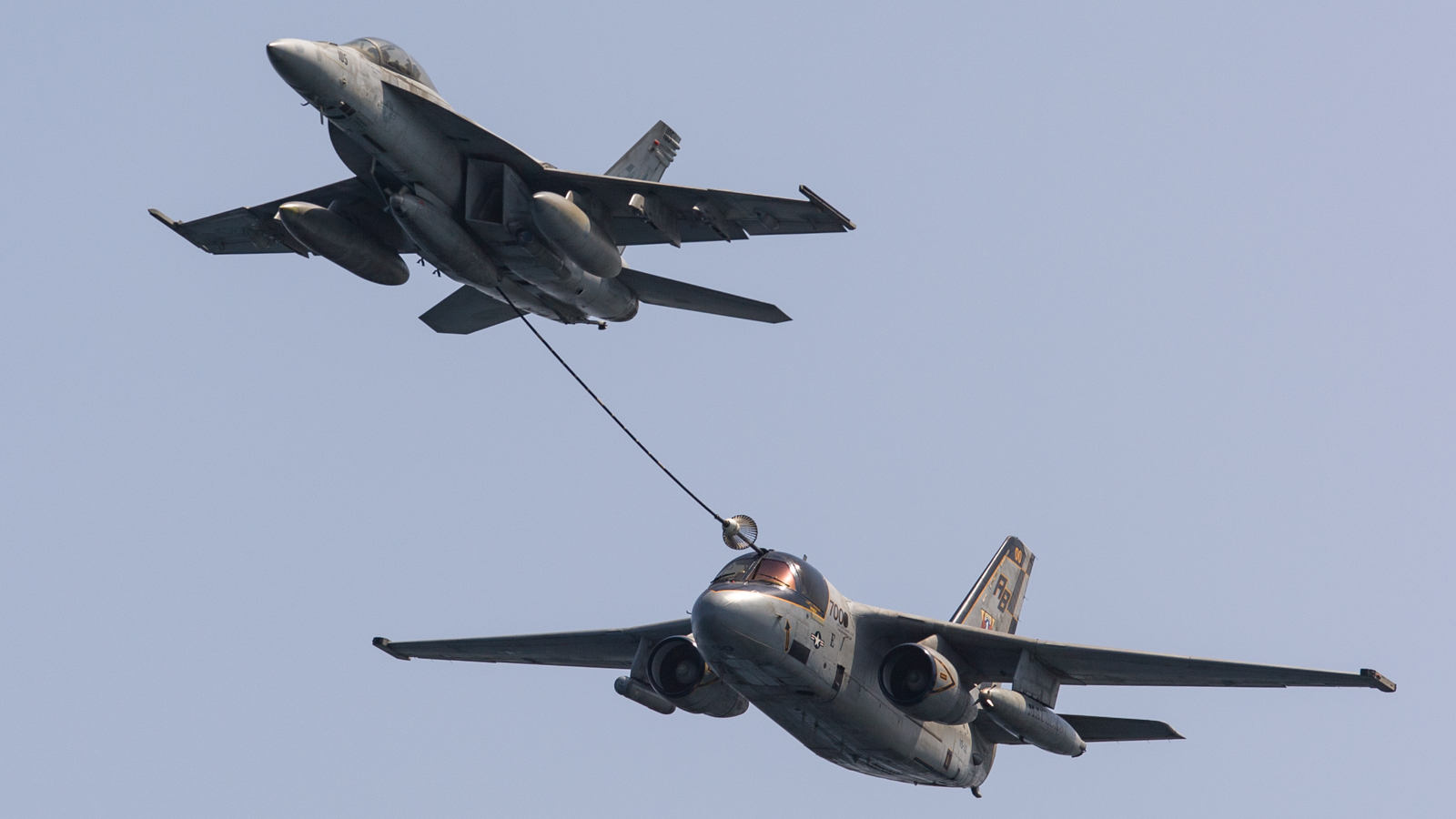 Six S-3A Viking aircraft, each from a different Air Anti-submarine Squadron  (VS), fly in formation during a flight out of Naval Air Station, North  Island, CA. The squadrons are, from left, VS-41